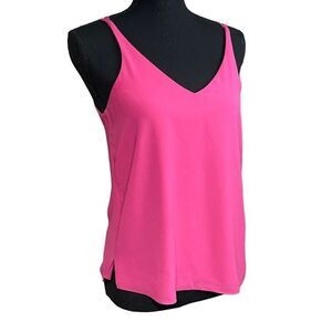 TopShop Hot Pink Double Strap and V Neck Chiffon Top